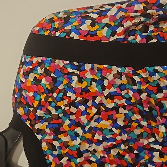 Vintage Adrianna Papell 80s dolman sleeve abstract pattern blouse top sz 4 silk - Picture 3 of 13